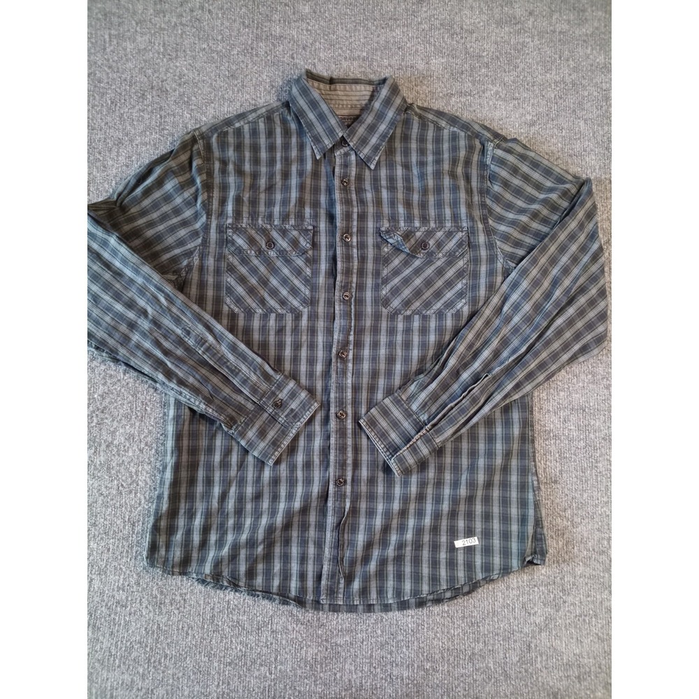 Converse One Star Plaid Button Up Shirt Mens Medium Gray Long Sleeve Cotton